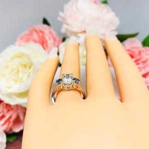 White Topaz 8x6mm Oval with Round London Blue Topaz Ring