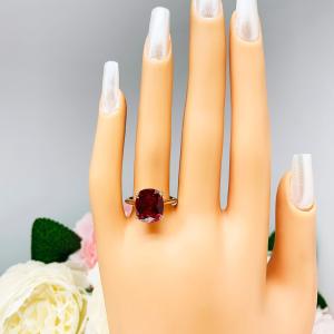 Lab Created Ruby Elongated Cushion Sterling Silver Ring