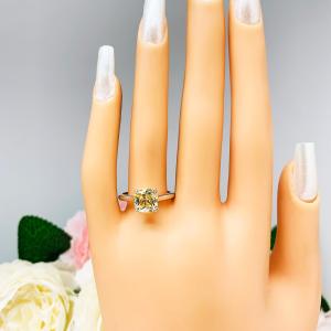 Canary Yellow Cushion CZ Split Prong Engagement Ring