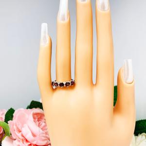 Natural Mozambique Red Garnet 4mm Round January Birthstone Five Stone Ring SIZE 7 FINAL SALE