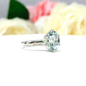 Natural Aquamarine 9x7mm Oval Ring Size 8