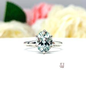 Natural Aquamarine 9x7mm Oval Ring Size 8
