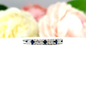 Lab Blue Sapphire CZ 2mm Round Stacking Wedding Band