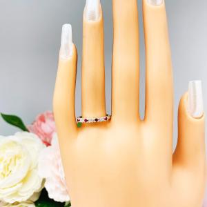Lab Created Ruby CZ Round Wedding Band Stacking 2mm