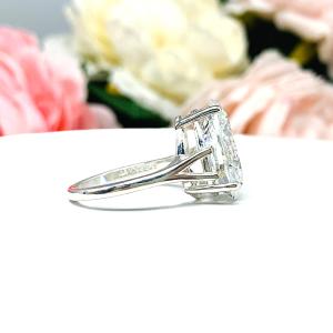 Pear Near Colorless Cubic Zirconia Split Shank Engagement Ring