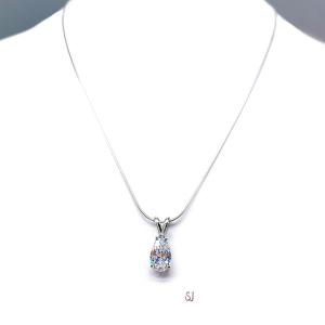 Pear CZ Pendant Sterling Silver Necklace Colorless Cubic Zirconia