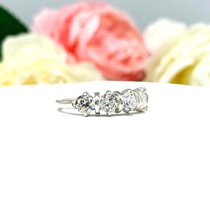 Round Near Colorless 4mm Cubic Zirconia Five Stone Ring