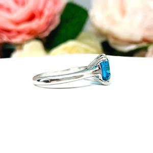 Asscher 8mm London Blue CZ Split Prong Ring