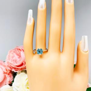 Old Mine Cut Swiss Blue 2 Carat CZ Ring