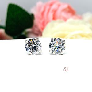 Round Cubic Zirconia Stud Earrings – 5mm-8mm, Sterling Silver