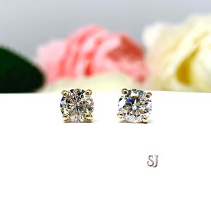 Round Moissanite 10k Gold Heavyweight Stud Earrings FREE 2 DAY UPS