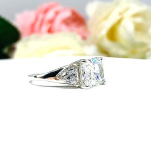 Radiant CZ 10x8mm East West Trillions Engagement Ring