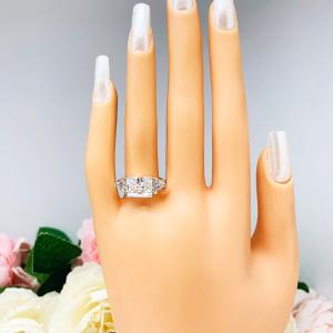 Radiant CZ 10x8mm East West Trillions Engagement Ring
