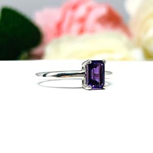 6x4mm Natural African Amethyst AAA Emerald Cut Ring SIZE 5 FINAL SALE