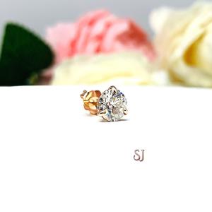 Round Moissanite Martini SINGLE STUD 14k Gold Earring Authentic