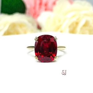 Lab Created Ruby Elongated Cushion Sterling Silver Ring