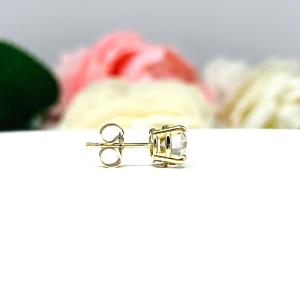 Round Moissanite Claw Prong 14k Gold SINGLE STUD Earring