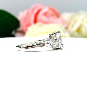 Radiant CZ Sterling Silver Engagement Ring Round Accents