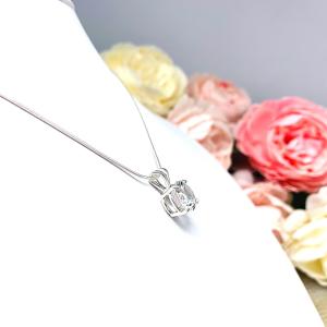 Lab White Sapphire Round Pendant Sterling Silver Necklace