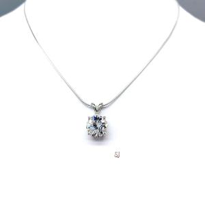 Lab White Sapphire Round Pendant Sterling Silver Necklace