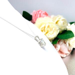 Oval CZ Pendant Sterling Silver Necklace 3 Carats 12x8mm Near Colorless Cubic Zirconia