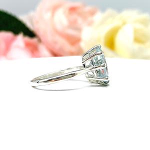 Genuine Aquamarine Oval Ring Size 4.75 - 11x9mm (2.87 cts) gemstone - Sterling silver 8 prong setting
