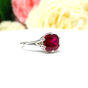 Lab Ruby 8mm Cushion Ring