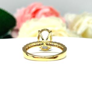 Oval 12x8mm Near Colorless Cubic Zirconia Pave Engagement 10k Yellow Gold Ring SIZE 6 FINAL SALE
