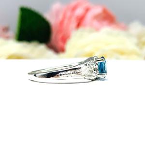 Genuine London Blue Topaz 6x4mm Oval Ornamental Leaf Ring