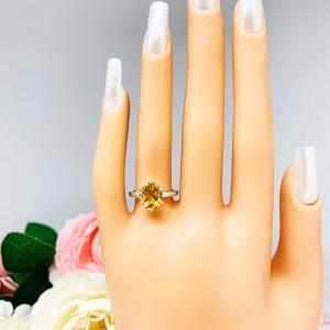 Genuine Golden Citrine Ring - 10x8mm oval gemstone - Sterling silver 6 prong setting