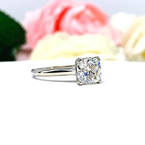 Cushion Moissanite Engagement Ring Size 9 – 7.5mm (2 cts), 10k White Gold