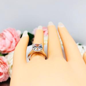 Old Mine CZ Engagement Ring Size 6 – 10mm, Near Colorless, Sterling Silver