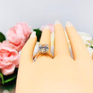 Cushion 10mm Near Colorless CZ Split Prong Engagement Ring