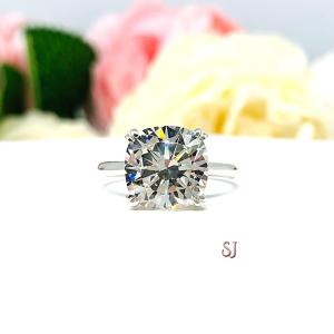 Cushion 10mm Near Colorless CZ Split Prong Engagement Ring