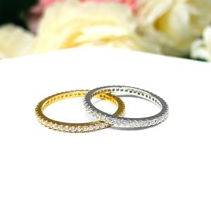 Round Cubic Zirconia Eternity Wedding Gold Band or Stacking Ring FINAL SALE