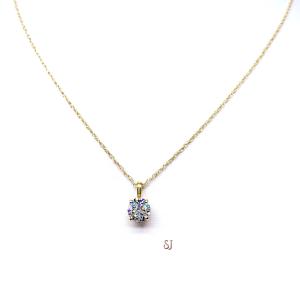 Round 6mm (3/4 ct) Moissanite 14k Yellow Gold Pendant Necklace FINAL SALE