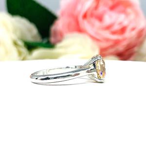 Old Mine Cut 8mm Champagne CZ Engagement Ring