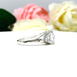 Radiant CZ 10x8mm East West Trillions Engagement Ring