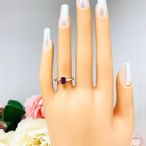 6x4mm Natural African Amethyst AAA Emerald Cut Ring SIZE 5 FINAL SALE