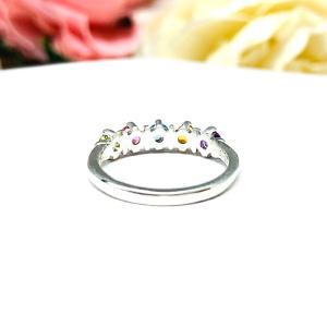 Spring Colors 3mm Round Natural Gemstone Five Stone Ring