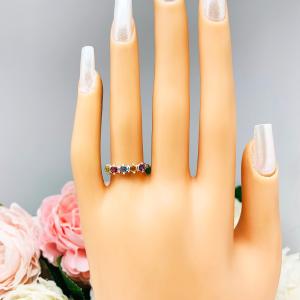 Spring Colors 3mm Round Natural Gemstone Five Stone Ring