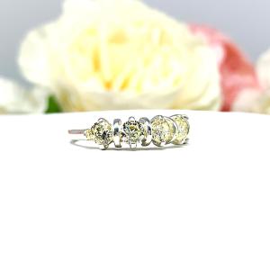 Round 4mm Light Yellow CZ Five Stone Ring