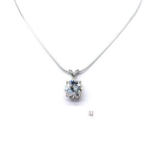 Lab White Sapphire Round Pendant Sterling Silver Necklace