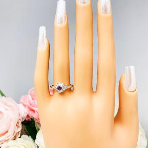 Birthstone Rose Solitaire Ring - 4mm round gemstones - Sterling silver setting