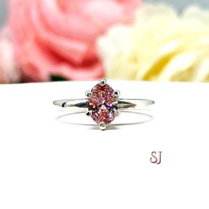 Oval Swarovski Morganite Pink 7x5mm CZ Ring