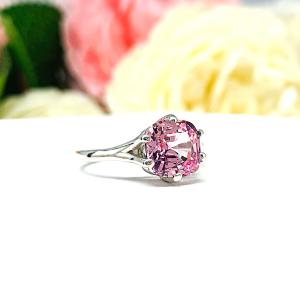 Lab Pink Sapphire 8mm Cushion Ring