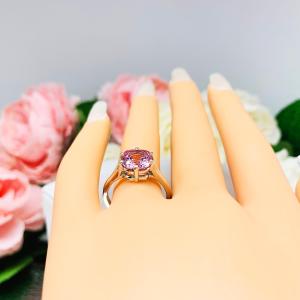Lab Pink Sapphire 8mm Cushion Ring
