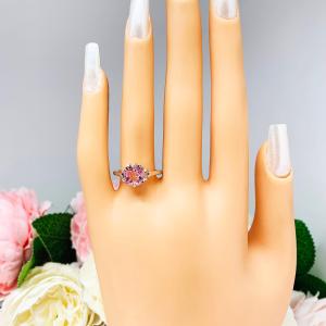 Lab Pink Sapphire 8mm Cushion Ring