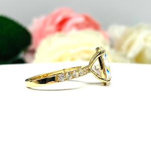 Oval 12x8mm Near Colorless Cubic Zirconia Pave Engagement 10k Yellow Gold Ring SIZE 6 FINAL SALE