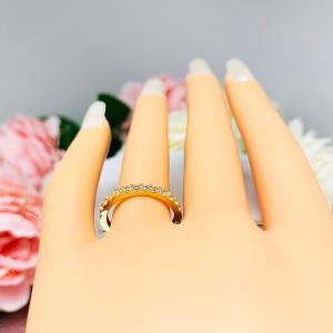 Half Eternity Near Colorless Cubic Zirconia 10k Yellow Gold Wedding Band Size 6 FINAL SALE